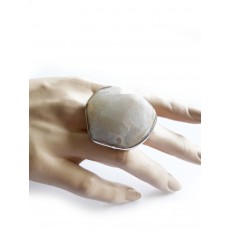 White Geode Ring, Boho Gemstone Ring,